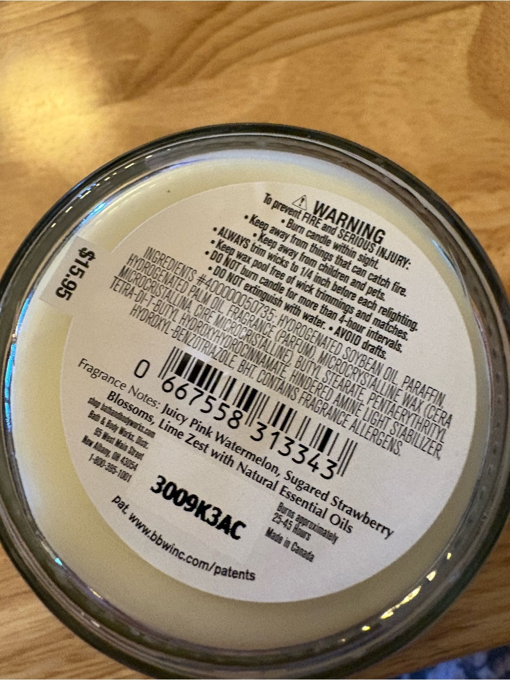 Bath & Body Works White Barn candle 7 oz single wick new Pink Watwrmelon - Picture 3 of 3